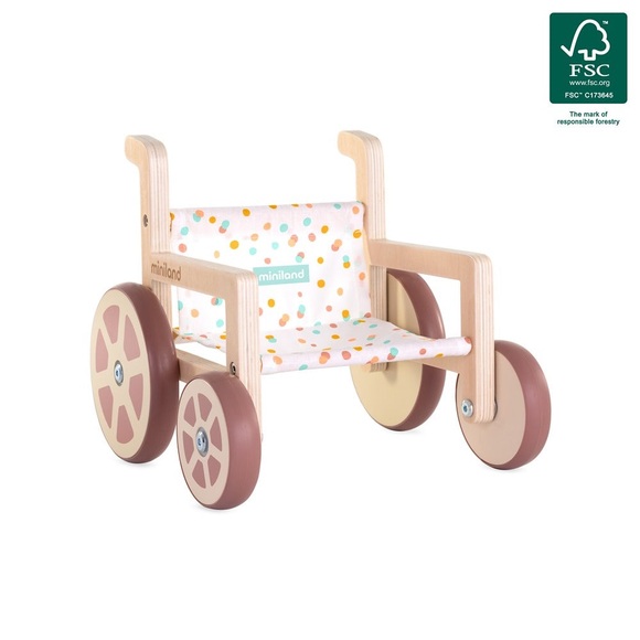 Miniland Wooden Doll Wheelchair Made with ECO Quality, FSC Certified Forest 18M+ - Picture 11 of 14
